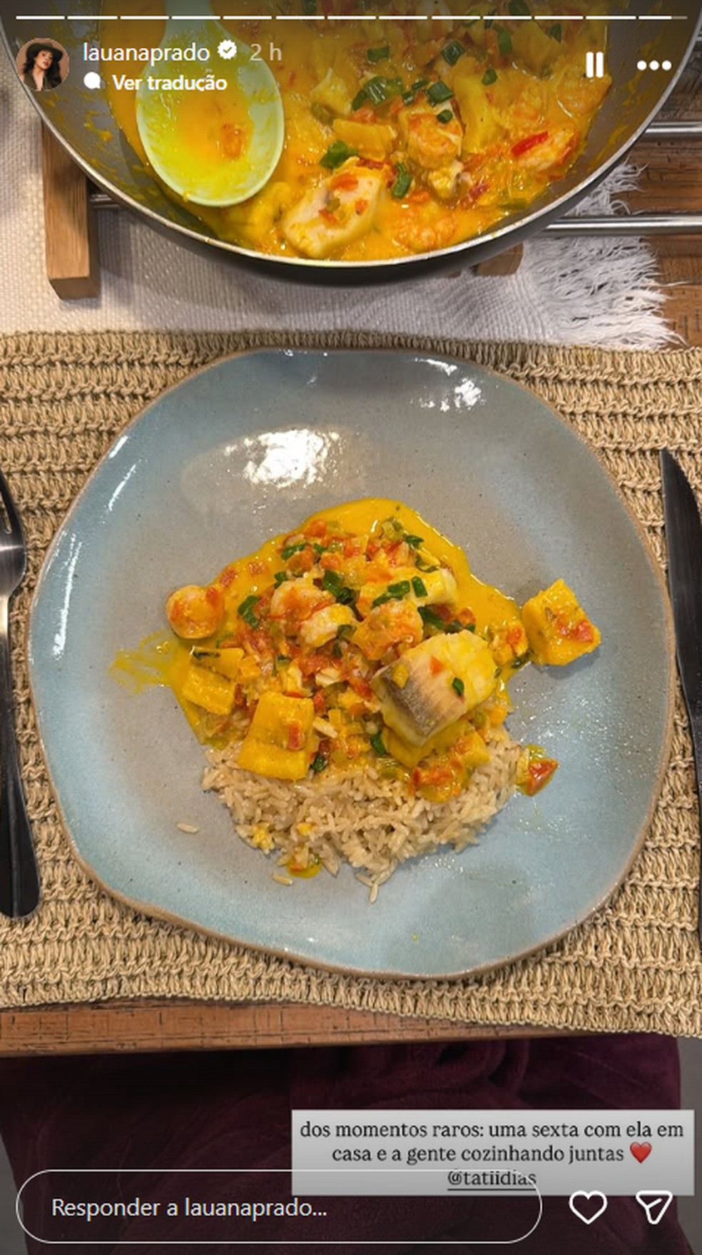 Jantar de Lauana Prado e Tati Dias — Foto: Reprodução/Instagram